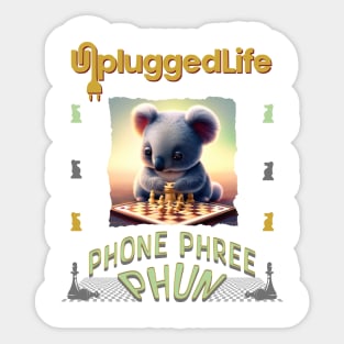 Unplugged Life Chess Koala Phone Phree Phun Sticker